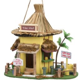 Songbird Valley Tiki Hut Bar Thatched-Roof Bird House