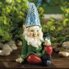 Accent Plus Gnome with Bird Solar Garden Statue