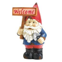 Accent Plus Solar Light-Up Garden Gnome with Welcome Sign
