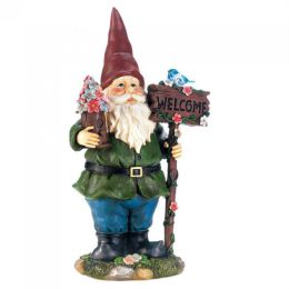 Accent Plus Solar Welcome Gnome with Light-Up Bluebird
