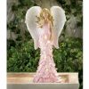 Accent Plus Solar Light-Up Pink Rose Angel Garden Statue