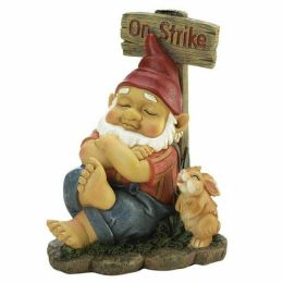 Accent Plus Gnome On Strike Garden Figurine