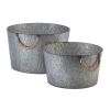 Accent Plus Galvanized Metal Planters with Rope Handles