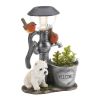 Summerfield Terrace Terrier Puppy with Birds Solar Garden Light with Flower Pot