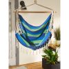 Accent Plus Hammock Chair with Tassel Fringe - Blue and Green Stripes