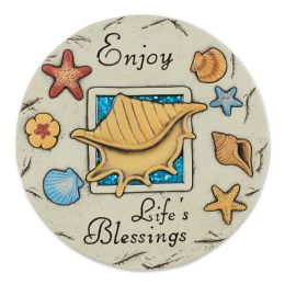 Accent Plus Enjoy Life's Blessings Ocean Shells Cement Stepping Stone