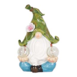 Accent Plus Meditating Leaf-Hat Gnome Solar Garden Light