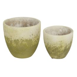 Accent Plus Cement Flower Pot Set - Weathered Look