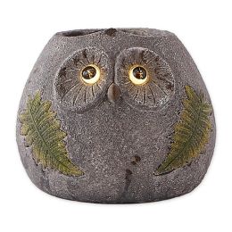Accent Plus Resin Owl Garden Planter with Solar Light-Up Eyes