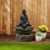 Accent Plus Buddha Lighted Garden Fountain