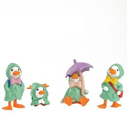 4Pcs Green raincoat duckling, home decoration cartoon creative small ornament gift