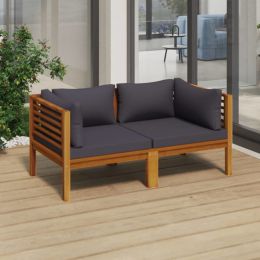 2-Seater Patio Sofa with Cushion Solid Acacia Wood