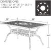 60" x 36" Rectangle Outdoor Patio Dining Table, Powder-Coated Cast Aluminum Frame with Umbrella Hole Metal Rust-Free Furniture for Lawn Garden Backyar
