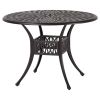 42" x 42" Round Outdoor Patio Dining Table, Powder-Coated Cast Aluminum Frame with Umbrella Hole Metal Rust-Free Furniture for Lawn Garden Backyard, D