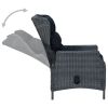 Reclining Garden Chair with Cushions Poly Rattan Dark Gray