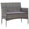 4 Piece Garden Lounge Set with Cushions Poly Rattan Gray