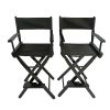 Casual Home Director's Chair , Black Frame/Black Canvas , Suitable for adults, foldable style,  2pcs/set populus