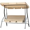 Outdoor 3 Person Patio Swing Seat with Adjustable Canopy for Patio, Garden, Poolside, Balcony -- Brown XH