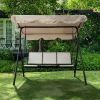 Upland 3-Seater Outdoor Adjustable Canopy Porch Swing Chair for Patio, Garden, Poolside, Balcony w/Armrests, Textilene Fabric, Steel Frame