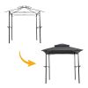 Outdoor Grill Gazebo 8 x 5 Ft, Shelter Tent, Double Tier Soft Top Canopy and Steel Frame with hook and Bar Counters, Grey-dk