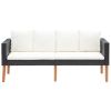2-Seater Garden Sofa with Cushions Poly Rattan Black