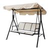 Upland 3-Seater Outdoor Adjustable Canopy Porch Swing Chair for Patio, Garden, Poolside, Balcony w/Armrests, Textilene Fabric, Steel Frame