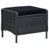 Reclining Garden Chair with Footstool Poly Rattan Dark Gray