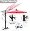 9 Ft Offset Hanging Market Patio Umbrella w/Easy Tilt Adjustment for Backyard, Poolside, Lawn and Garden, Red