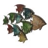 Three Dimensional Hanging Metal Fish Wall Art Decor; Multicolor; DunaWest