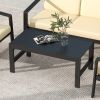 Aluminum Outdoor Patio Coffee Table in Black with grey  for Garden, Open-air balcony, Poolside