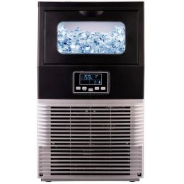 Commercial Home Standing Ice Maker With Ice Scoop And LED Display 66LBS/24H (Color: Silver, Type: Ice Maker)