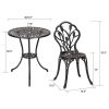 3-Piece Bistro Table Set, Cast Aluminum Outdoor Bistro Furniture Set, Patio Bistro Sets with Small Round Table and 2 Chairs for Porch, Lawn, Garden, B